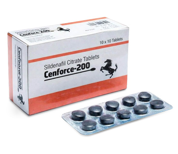 Cenforce 200 mg tablete (sildenafil citrat) – pakiranje i blister s tabletama, prikaz iz kuta na bijeloj pozadini