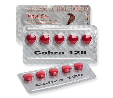 Cobra 120 tablete – Sildenafil citrat 120 mg za liječenje erektilne disfunkcije, pakiranje s crvenim filmom obloženim tabletama